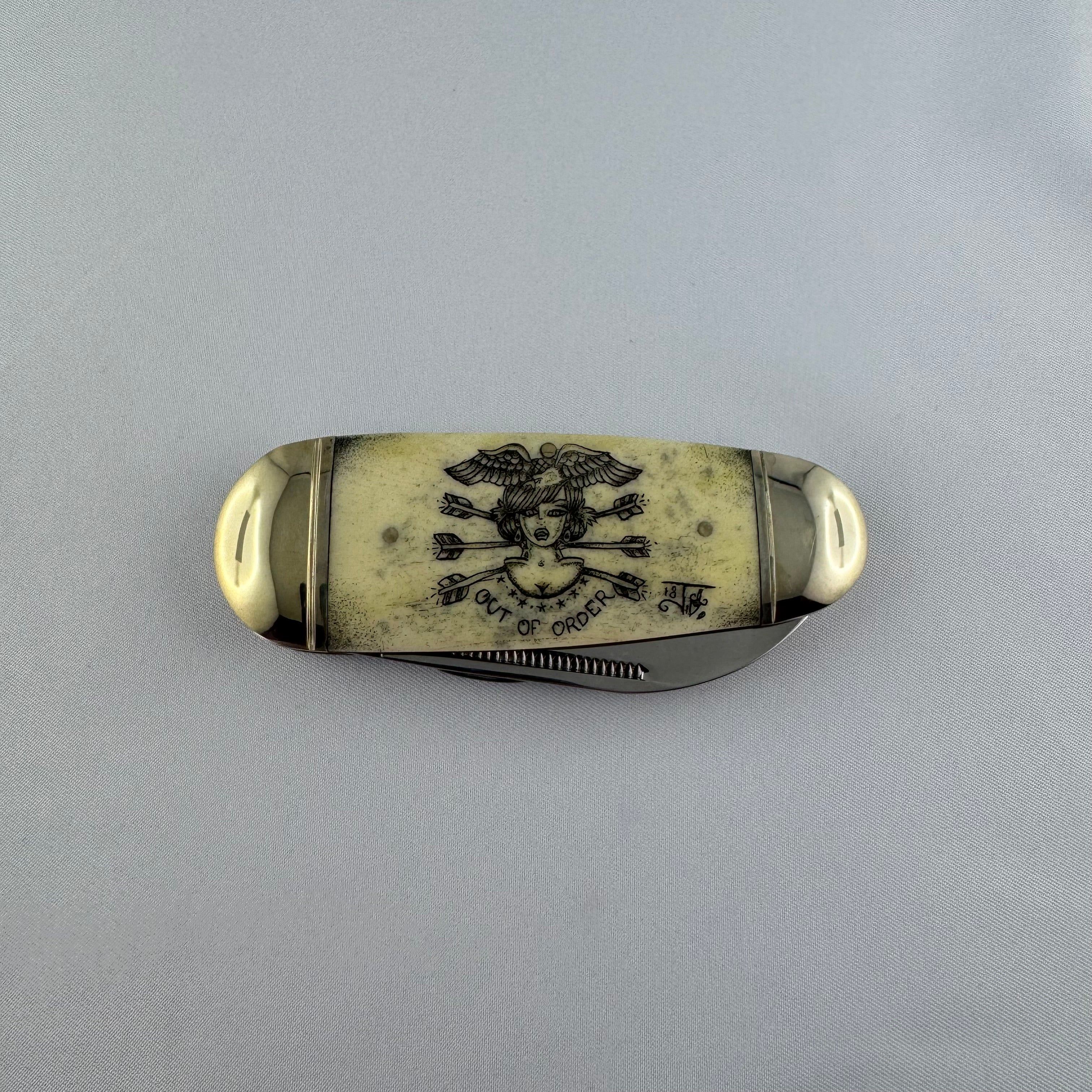 "Out of Order" - RR Elephant Toe Nail with Scrimshaw engraving