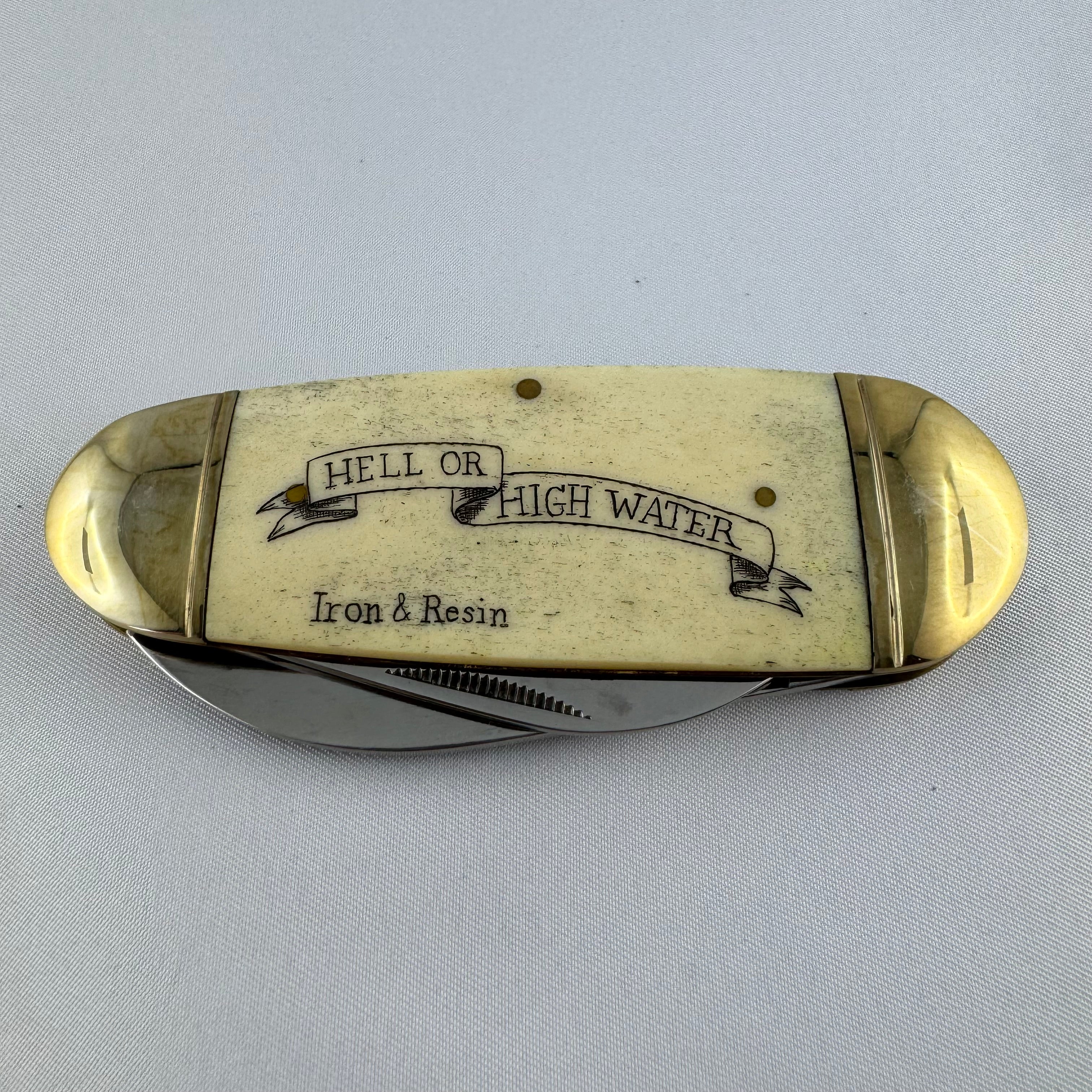 "Compass Rose" - RR Elephant Toe Nail with Scrimshaw Engraving