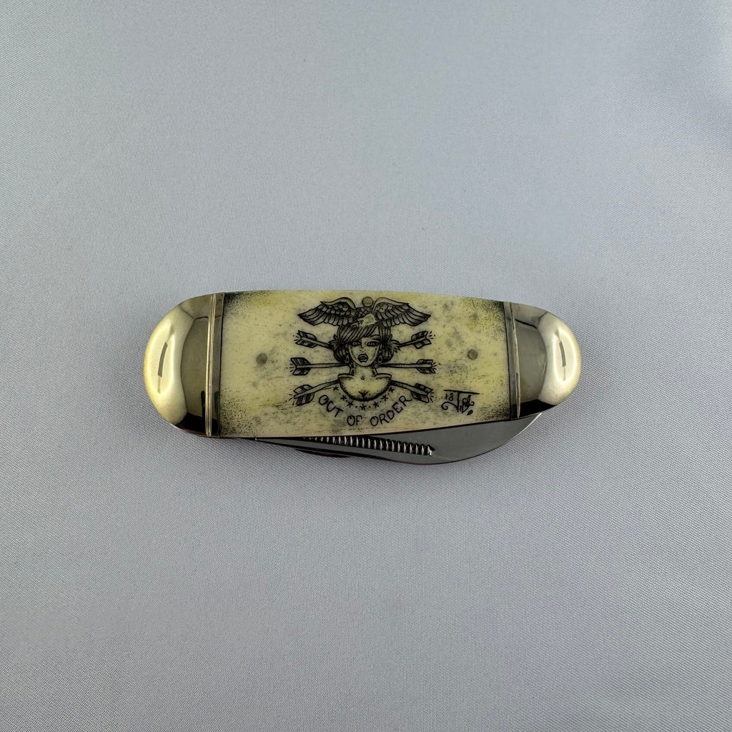 "Out of Order" - RR Elephant Toe Nail with Scrimshaw engraving 