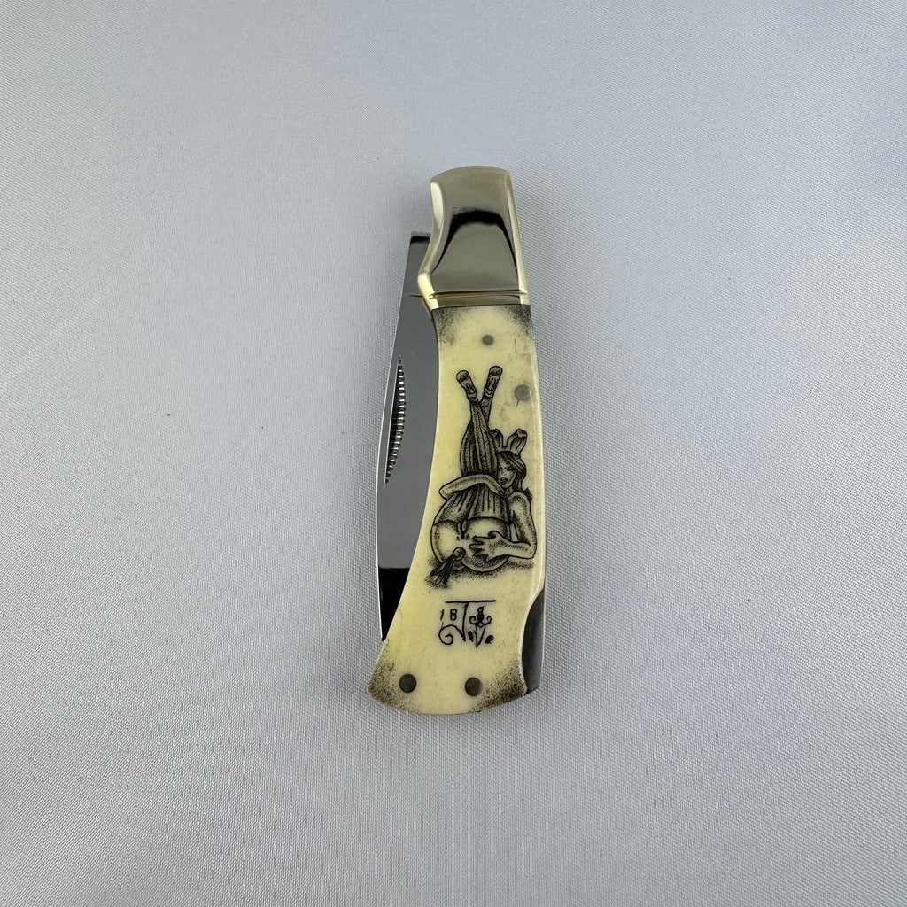 "Ass" - RR Lockback mit Scrimshaw Gravur