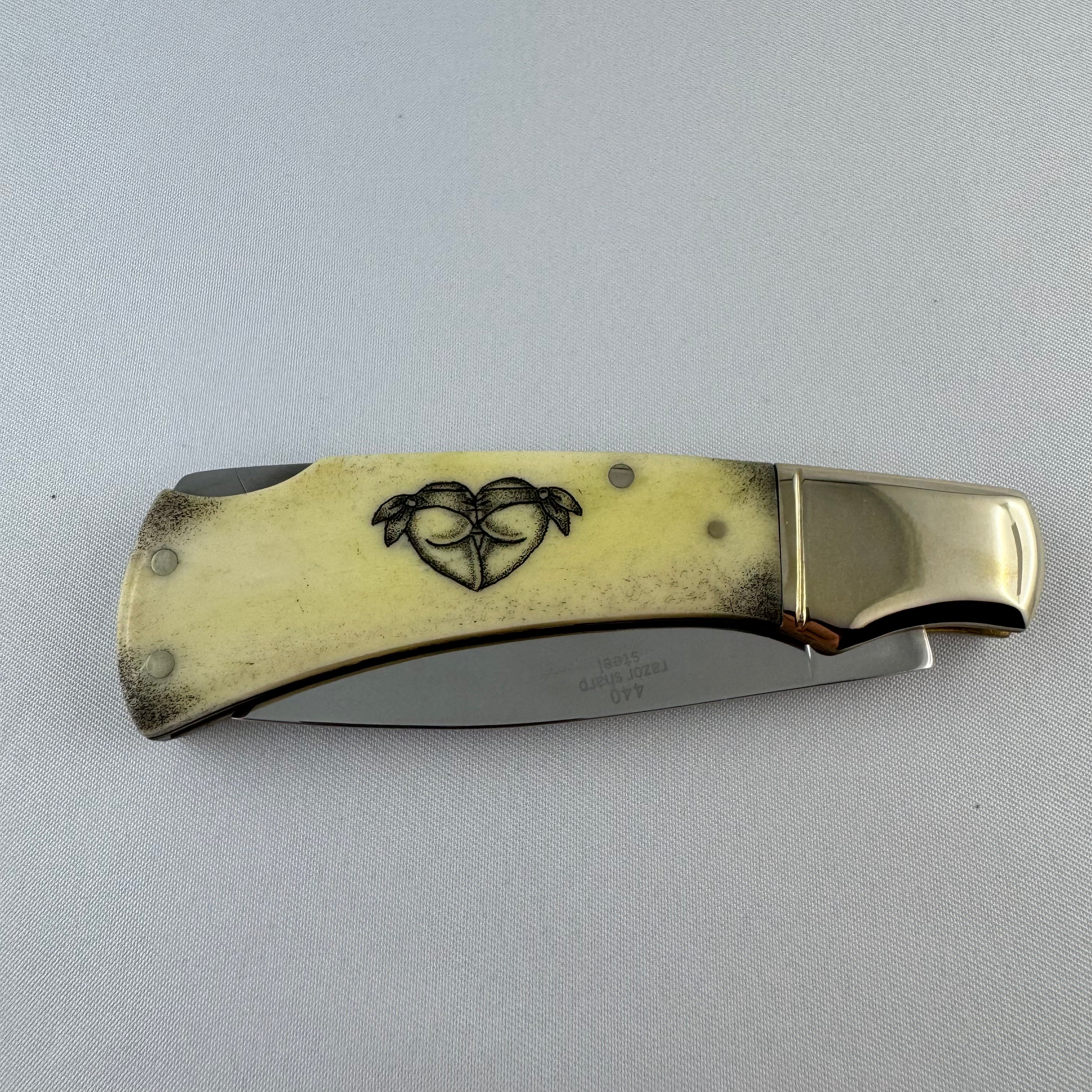 "Ass" - RR Lockback with Scrimshaw engraving