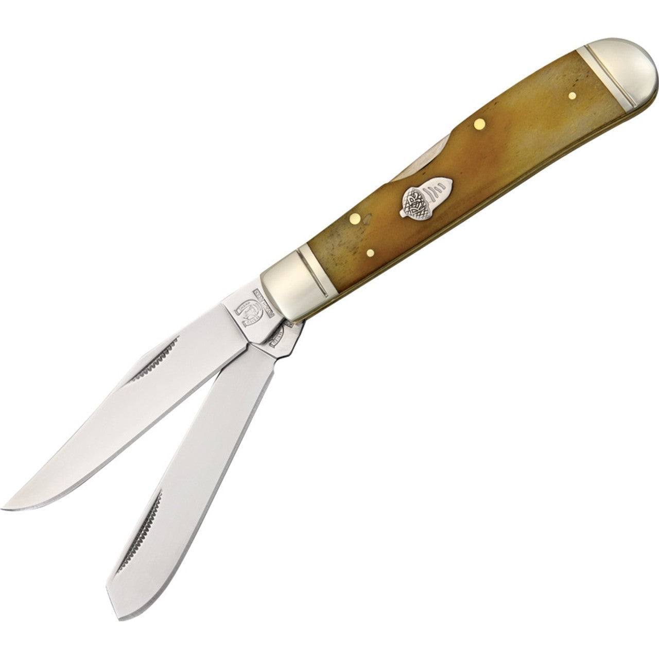 Lockback Trapper - Tobacco Smooth Bone-Rough Ryder-OnlyKnives