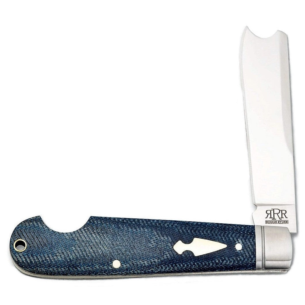 One Arm Razor - Denim Micarta-Rough Ryder Reserve-OnlyKnives