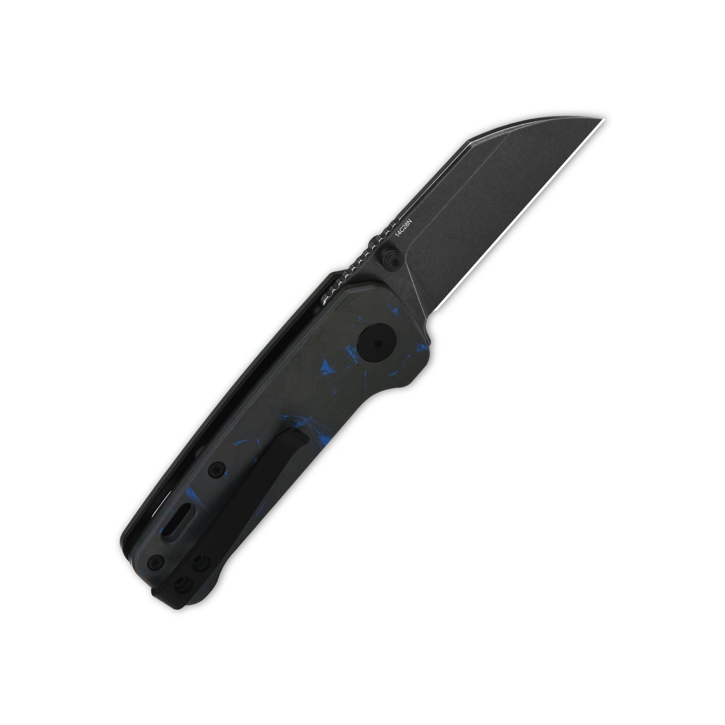 Penguin Mini - Blue shredded CF overlay, Black stonewashed-QSP-OnlyKnives