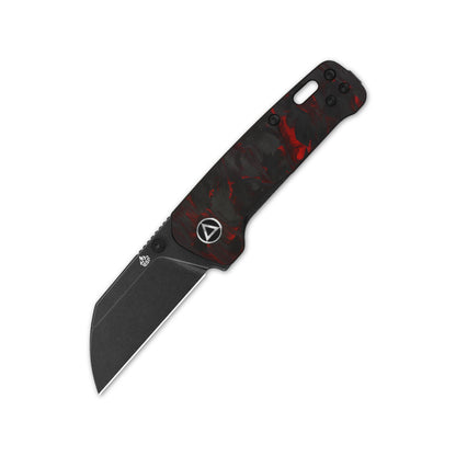Penguin Mini - Red shredded CF overlay, Black stonewashed-QSP-OnlyKnives