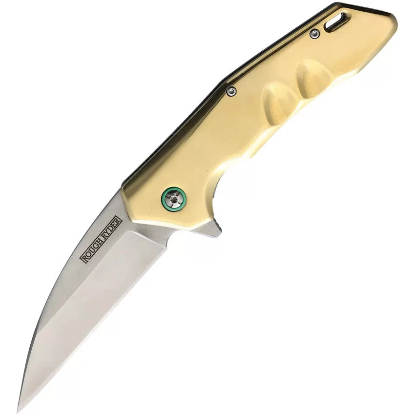 Wharncliffe Linerlock - Brass-Rough Ryder-OnlyKnives